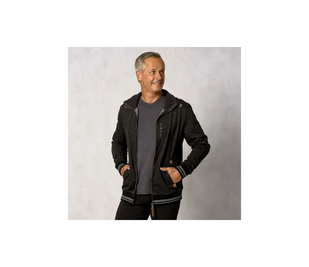 Spirit of OM - Sweatjacke men mit Stehkragen - schwarz-melange