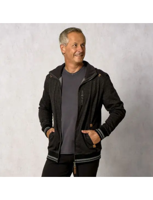 Spirit of OM - Sweatjacke men mit Stehkragen - schwarz-melange