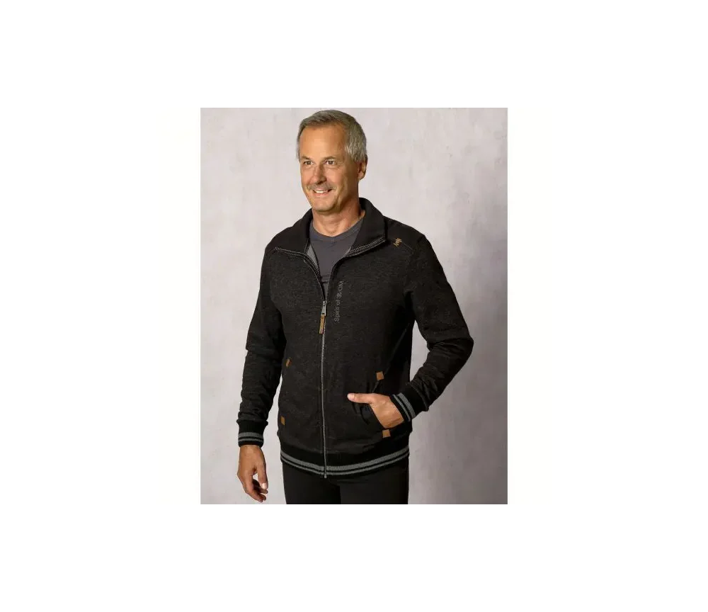 Spirit of OM - Sweatjacke men mit Stehkragen - schwarz-melange