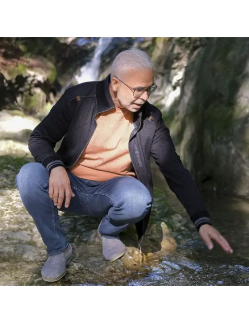 Spirit of OM - Sweatjacke men mit Stehkragen - schwarz-melange