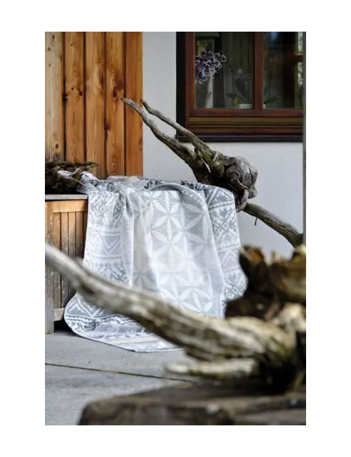 Spirit of OM - Kuscheldecke Blume des Lebens - grau