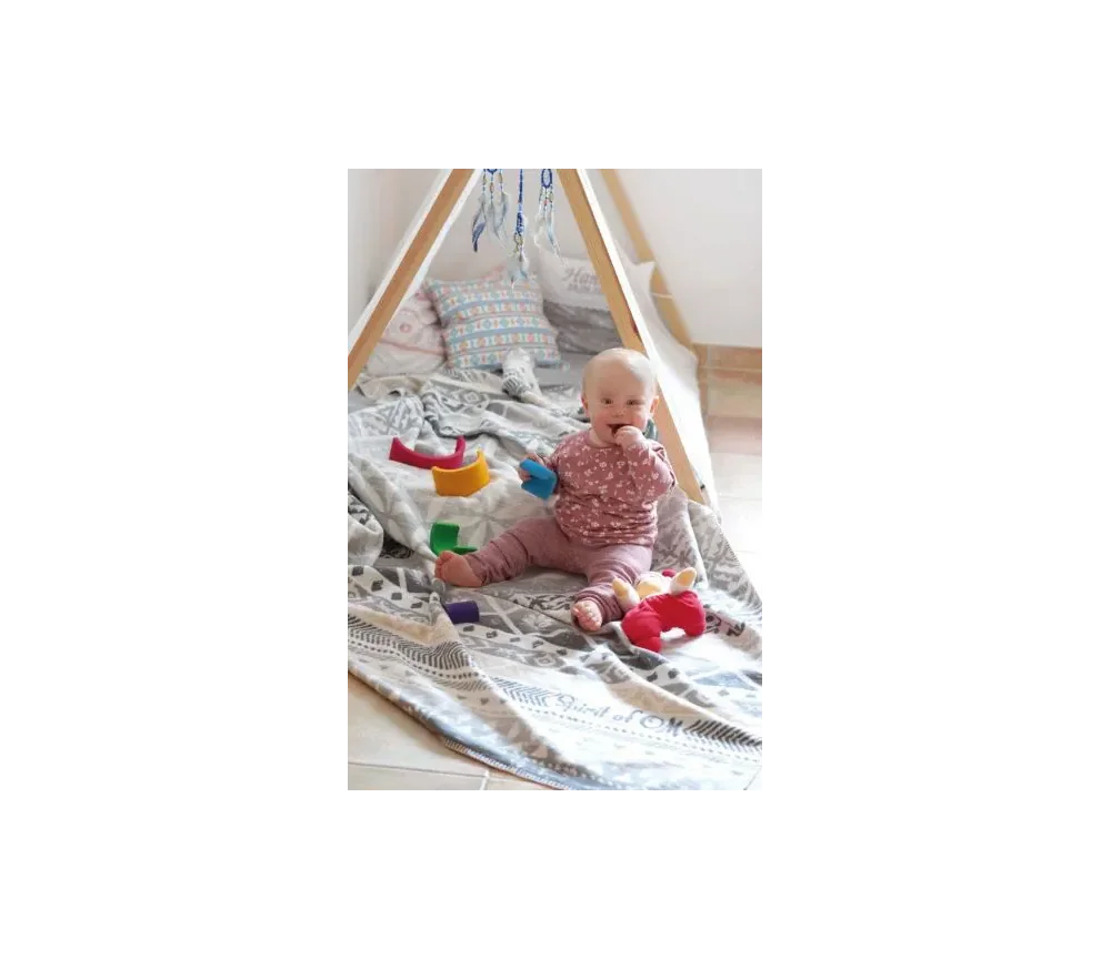 Spirit of OM - Kuscheldecke Blume des Lebens - grau