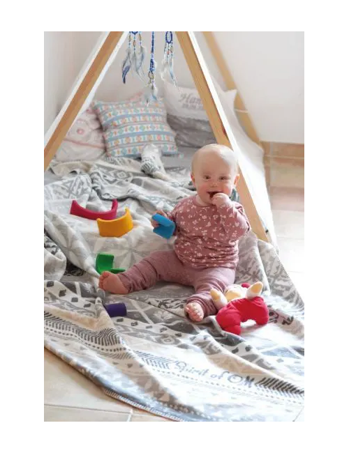 Spirit of OM - Kuscheldecke Blume des Lebens - grau