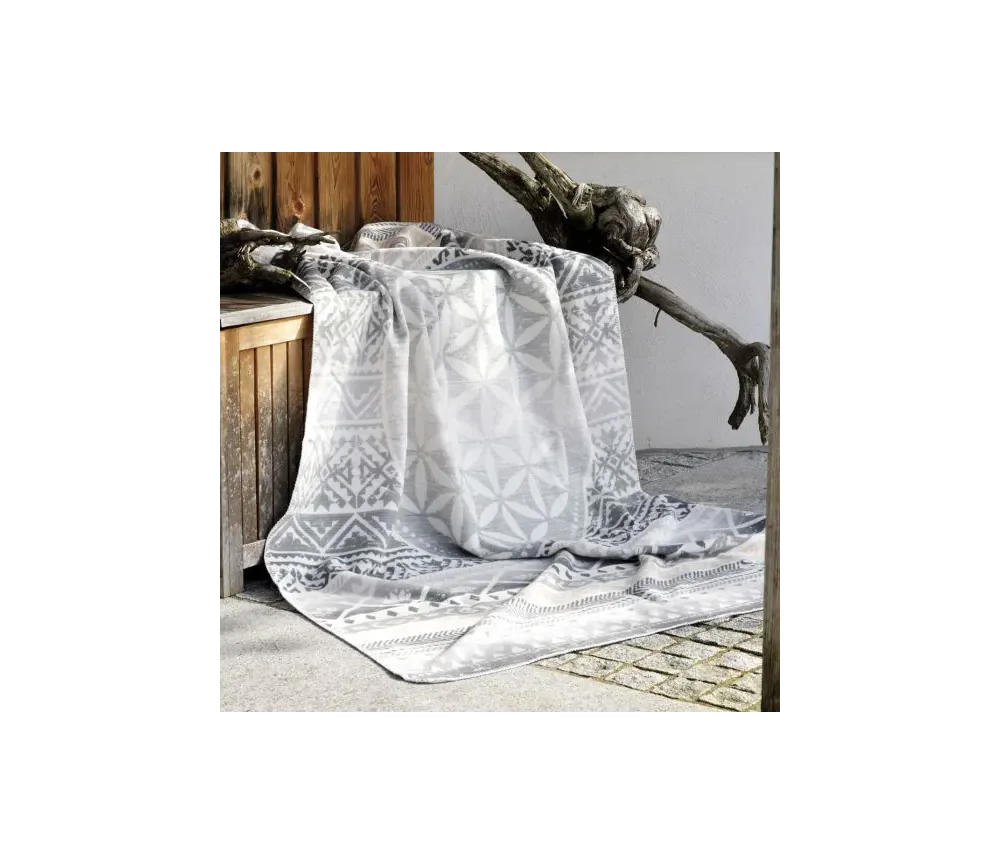 Spirit of OM - Kuscheldecke Blume des Lebens - grau