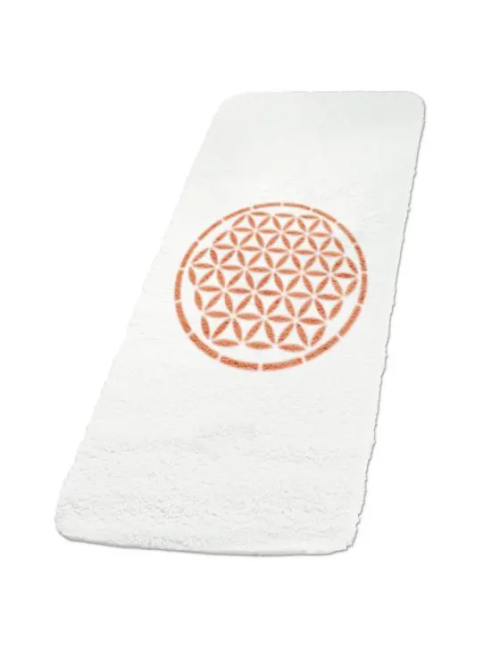 Spirit of OM - Yogamatte Lebensblume Design gefüllt - 81 x 198cm - naturweiß/orange