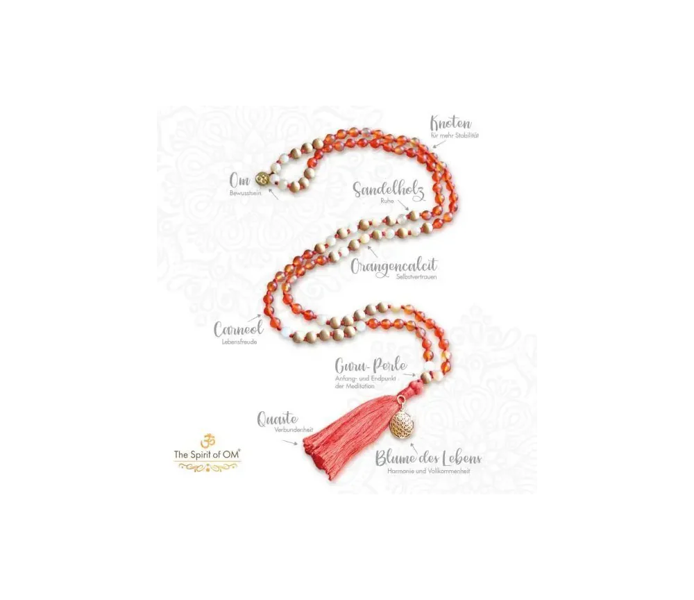 Spirit of OM - Kette - Mala Carneol
