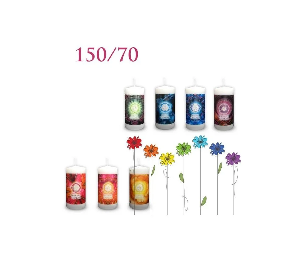 Engelalm - Energiekerze - Chakra - alle 7 Chakren im Set - verschiedene Größen