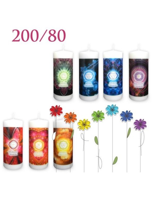 Engelalm - Energiekerze - Chakra - alle 7 Chakren im Set - verschiedene Größen