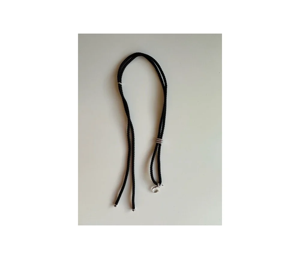 Healy - Design Befestigungsband, Schnur, Halsband, geflochten, schwarz/silber mit Strass - fürs Healy Gerät