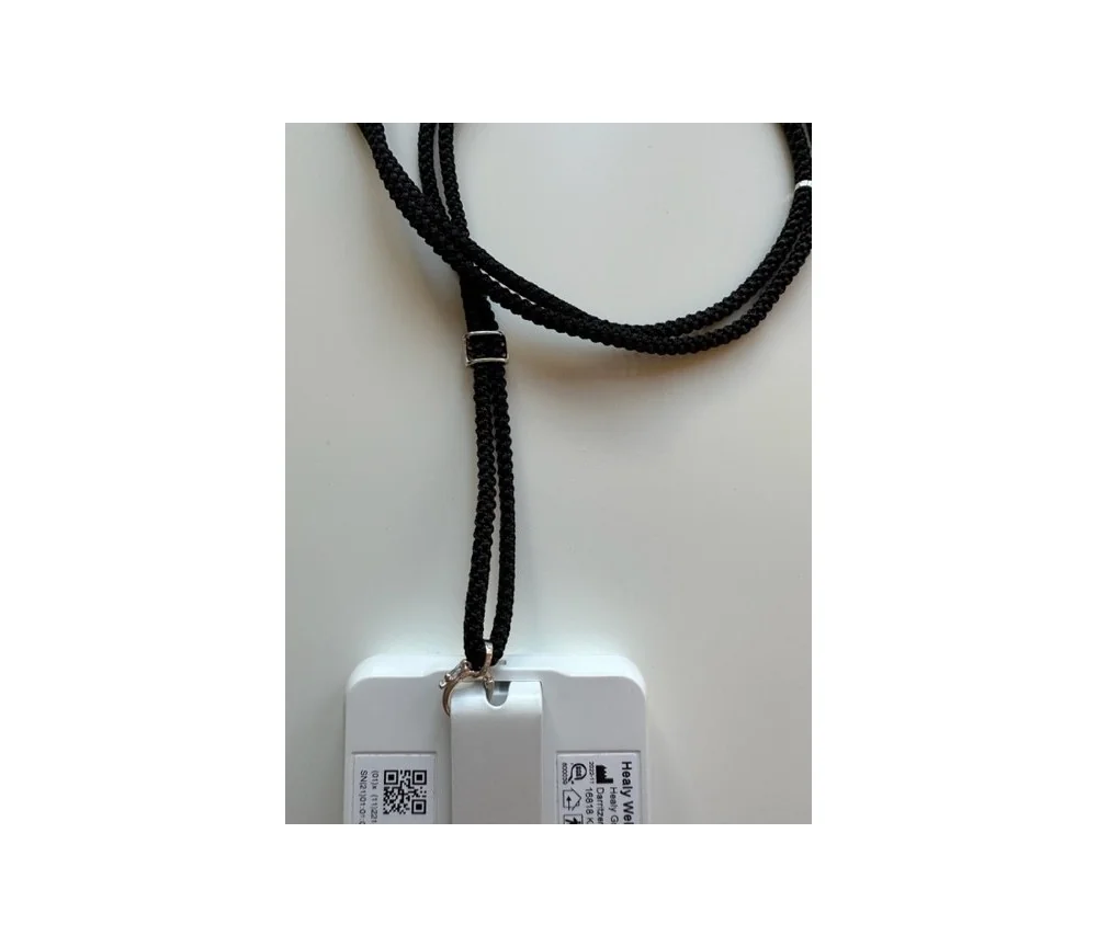 Healy - Design Befestigungsband, Schnur, Halsband, geflochten, schwarz/silber mit Strass - fürs Healy Gerät