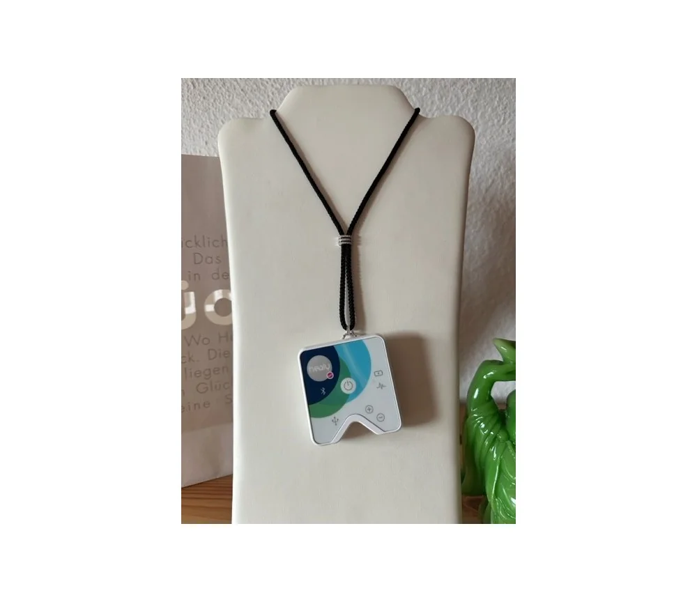 Healy - Design Befestigungsband, Schnur, Halsband, geflochten, schwarz/silber mit Strass - fürs Healy Gerät