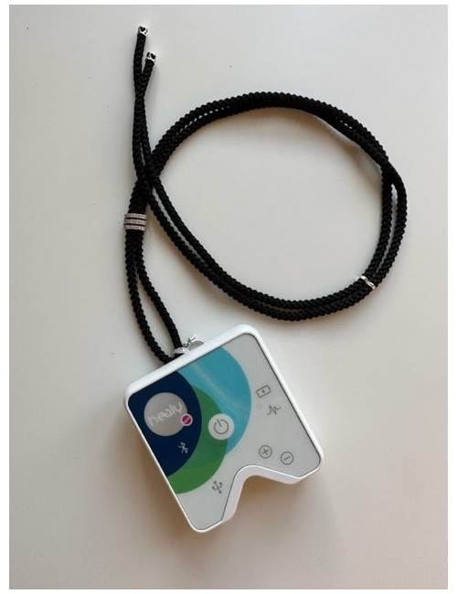 Healy - Design Befestigungsband, Schnur, Halsband, geflochten, schwarz/silber mit Strass - fürs Healy Gerät