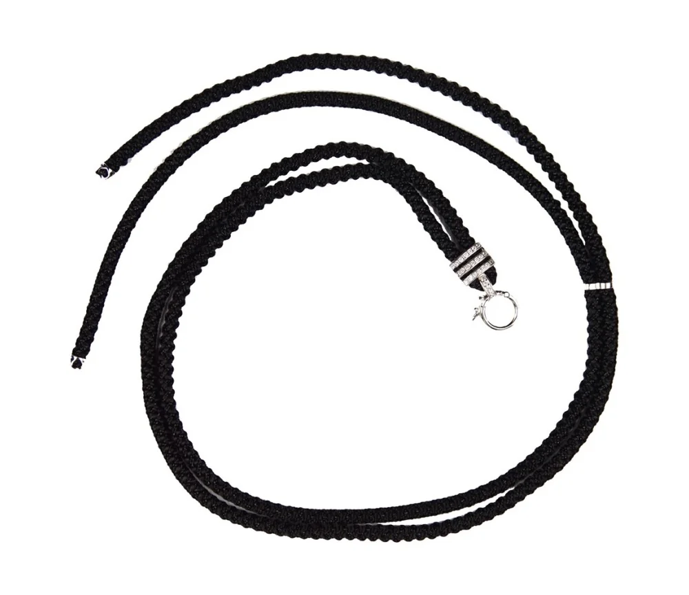 Healy - Design Befestigungsband, Schnur, Halsband, geflochten, schwarz/silber mit Strass - fürs Healy Gerät