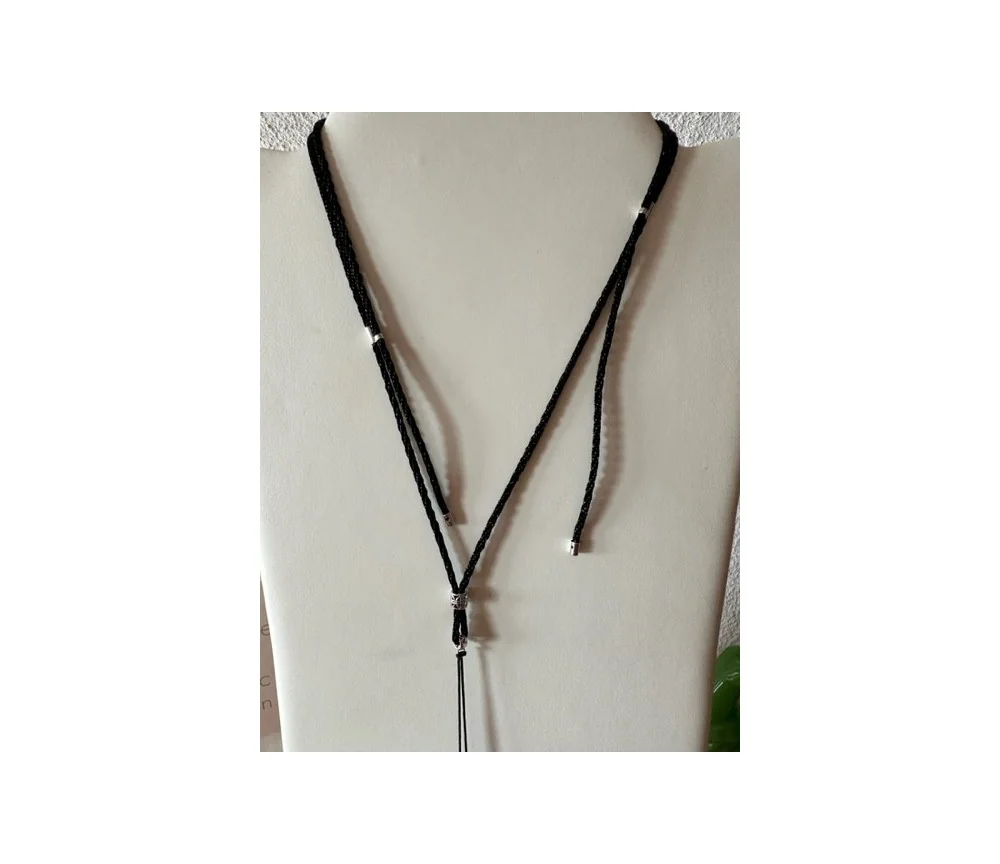 Healy - geflochtenes Nylon Befestigungsband, Schnur, Halsband, schwarz/silber- fürs Healy Gerät