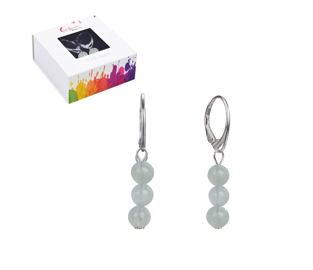 Ohrringe - Aquamarin Kugeln 6mm, rhodiniert