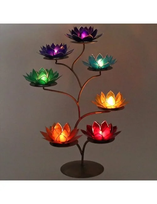 Teelichthalter - Chakra Baum /Teelicht Ständer - Gold/Bronze - mit 7 Armen ca. 57x35cm