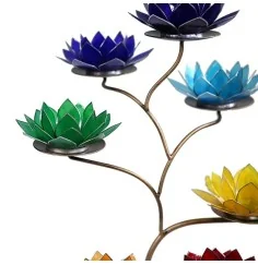 Teelichthalter - Chakra Baum /Teelicht Ständer - Gold/Bronze - mit 7 Armen ca. 57x35cm