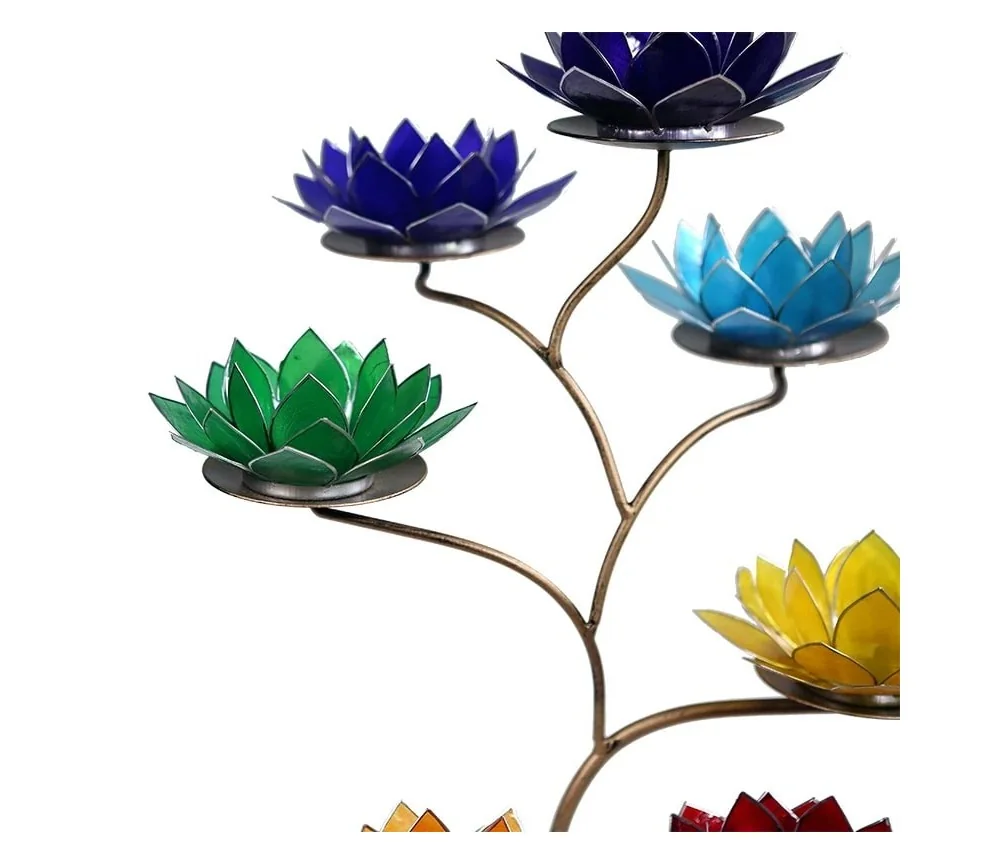 Teelichthalter - Chakra Baum /Teelicht Ständer - Gold/Bronze - mit 7 Armen ca. 57x35cm