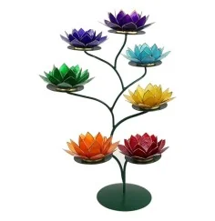 Teelichthalter - Chakra Baum /Teelicht Ständer - Grün - mit 7 Armen ca. 57x35cm