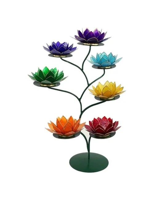 Teelichthalter - Chakra Baum /Teelicht Ständer - Grün - mit 7 Armen ca. 57x35cm