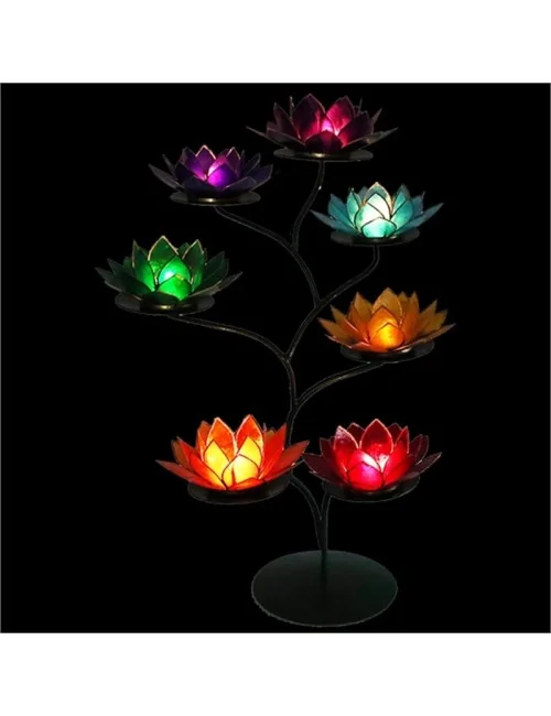 Teelichthalter - Chakra Baum /Teelicht Ständer - Grün - mit 7 Armen ca. 57x35cm