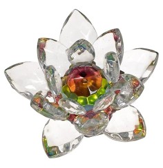 Dekoration - Kristall - Lotusblüte - Kristalllotus - bunter Kern - ca. 7cm