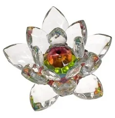 Dekoration - Kristall - Lotusblüte - Kristalllotus - bunter Kern - ca. 8,5cm