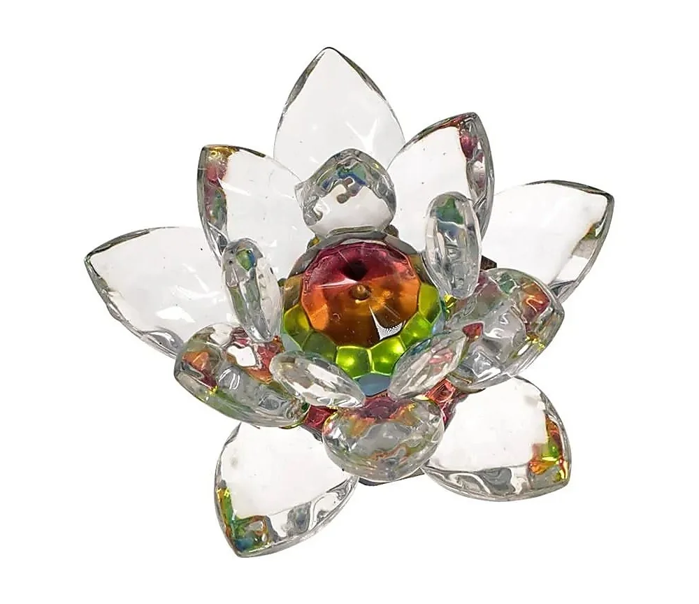 Dekoration - Kristall - Lotusblüte - Kristalllotus - bunter Kern - ca. 8,5cm