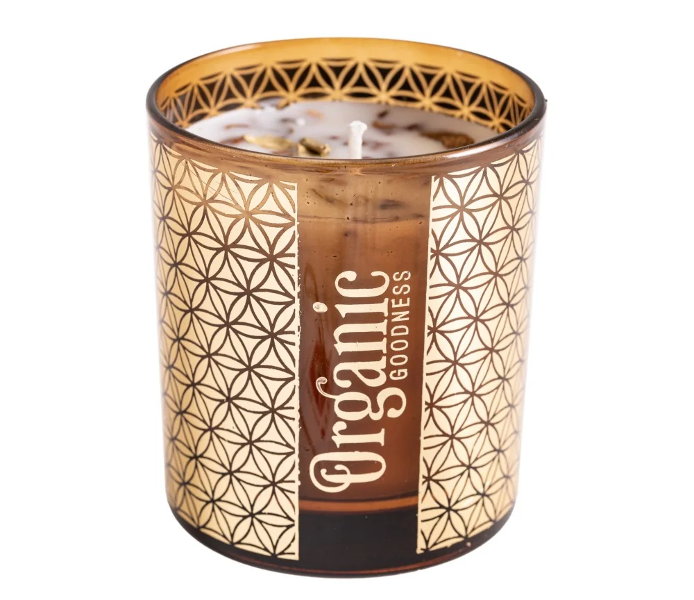 Song of India - Organic Goodness - Kerze im Glas - Rose & Geranium - mit Blume des Lebens