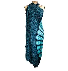 Sarong - Wickeltuch - Pfau - Viskose - Blau/Türkis - ca. 140x100 cm