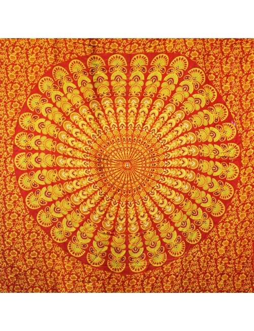 Sarong - Wickeltuch - Mandala - Viskose - Orange/Grün - ca. 140x100 cm