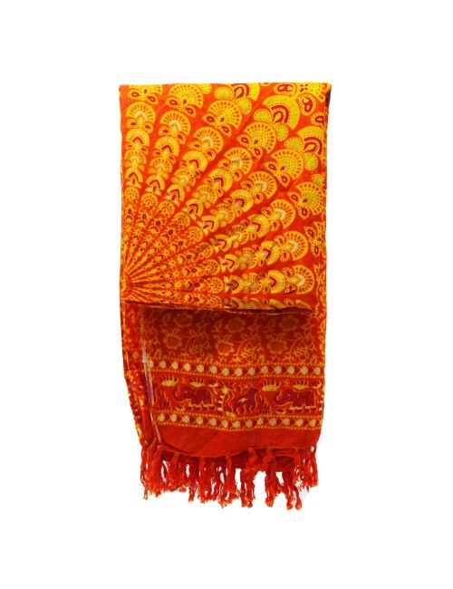 Sarong - Wickeltuch - Mandala - Viskose - Orange/Grün - ca. 140x100 cm