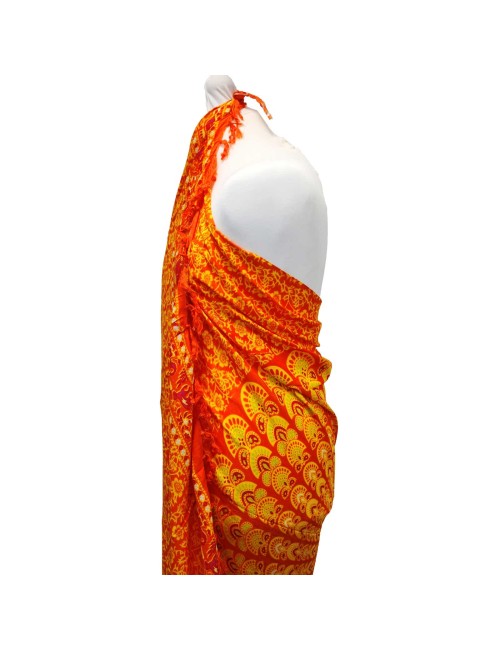 Sarong - Wickeltuch - Mandala - Viskose - Orange/Grün - ca. 140x100 cm