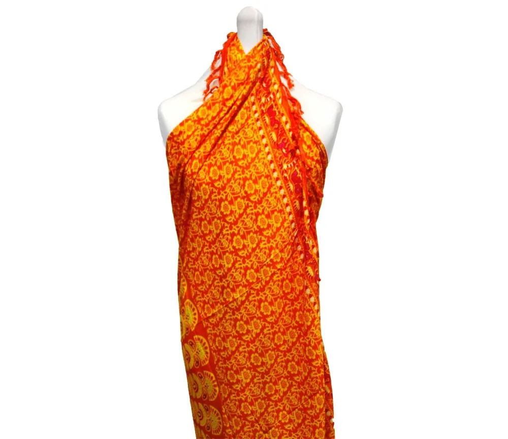 Sarong - Wickeltuch - Mandala - Viskose - Orange/Grün - ca. 140x100 cm