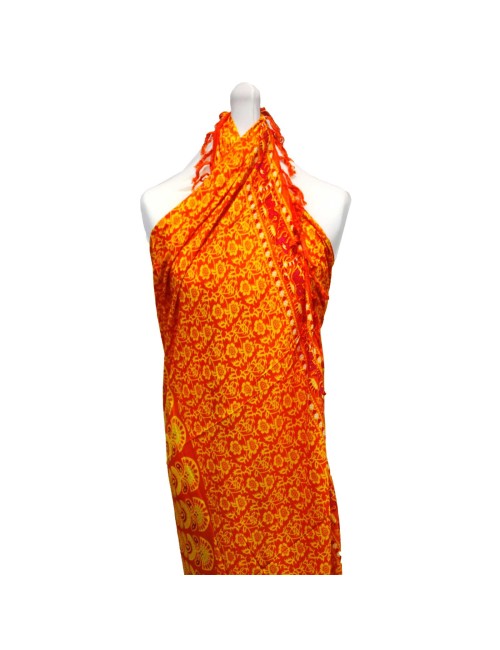 Sarong - Wickeltuch - Mandala - Viskose - Orange/Grün - ca. 140x100 cm