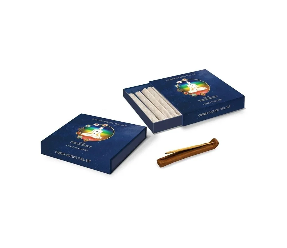 Fiore d'Oriente - Räucherstäbchen - Chakra-Räucherstäbchen Set - 49 Stäbchen mit Halter