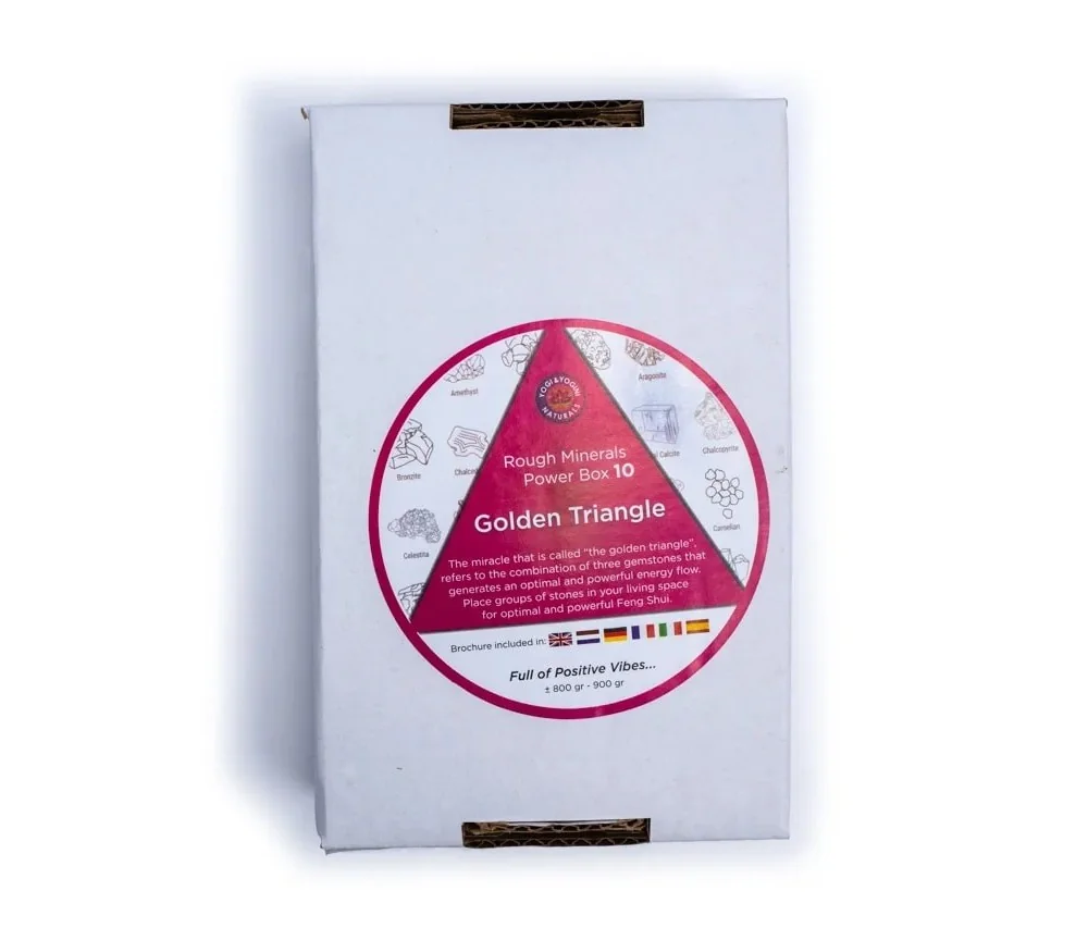 Heilsteine & Edelsteine - Powerbox - Goldenes Dreieck - Amethyst, Rosenquarz & Bergkristall ca. 10-12/ca. 800gr