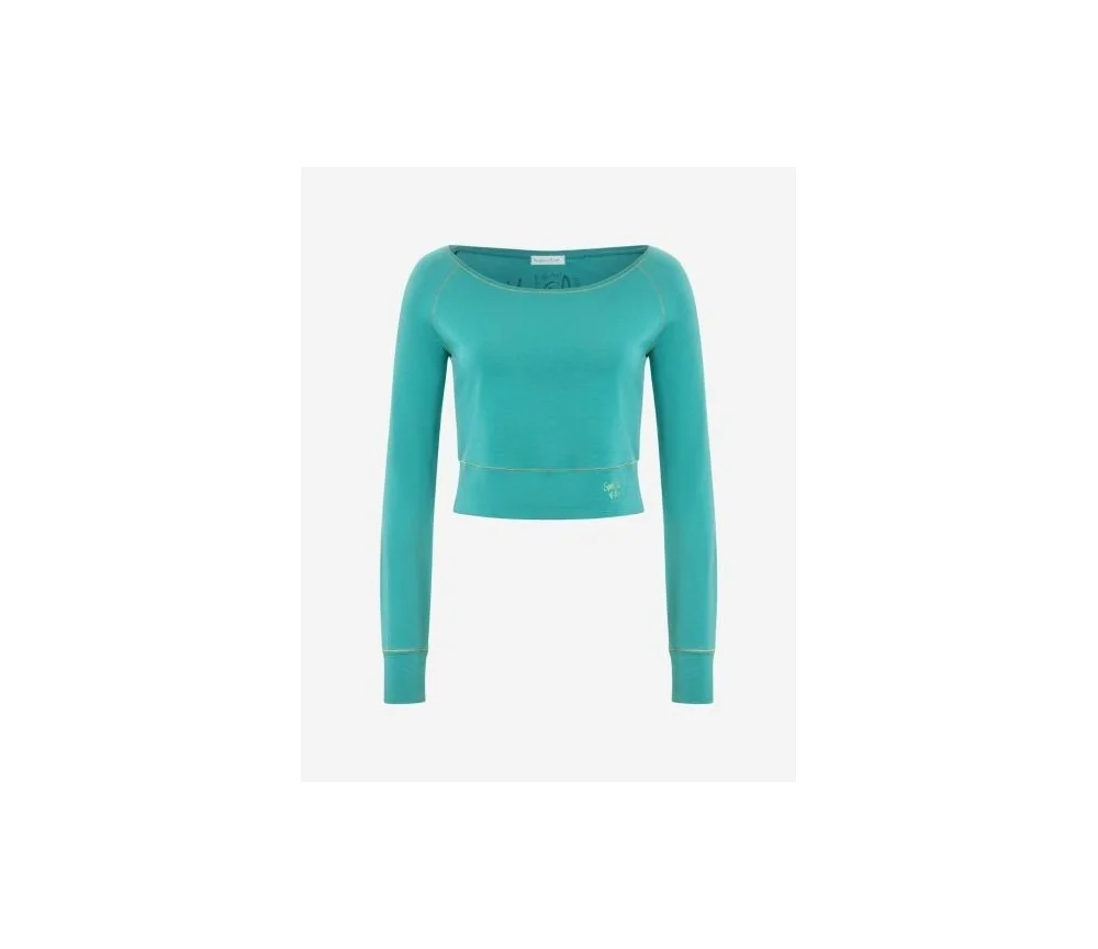 Spirit of OM - Longsleeve Crop Shirt Bambus - green