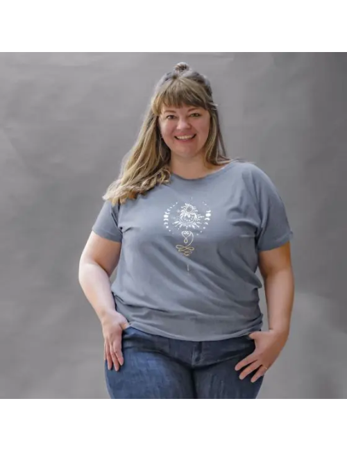 Spirit of OM - Shirt women - blue melange gold