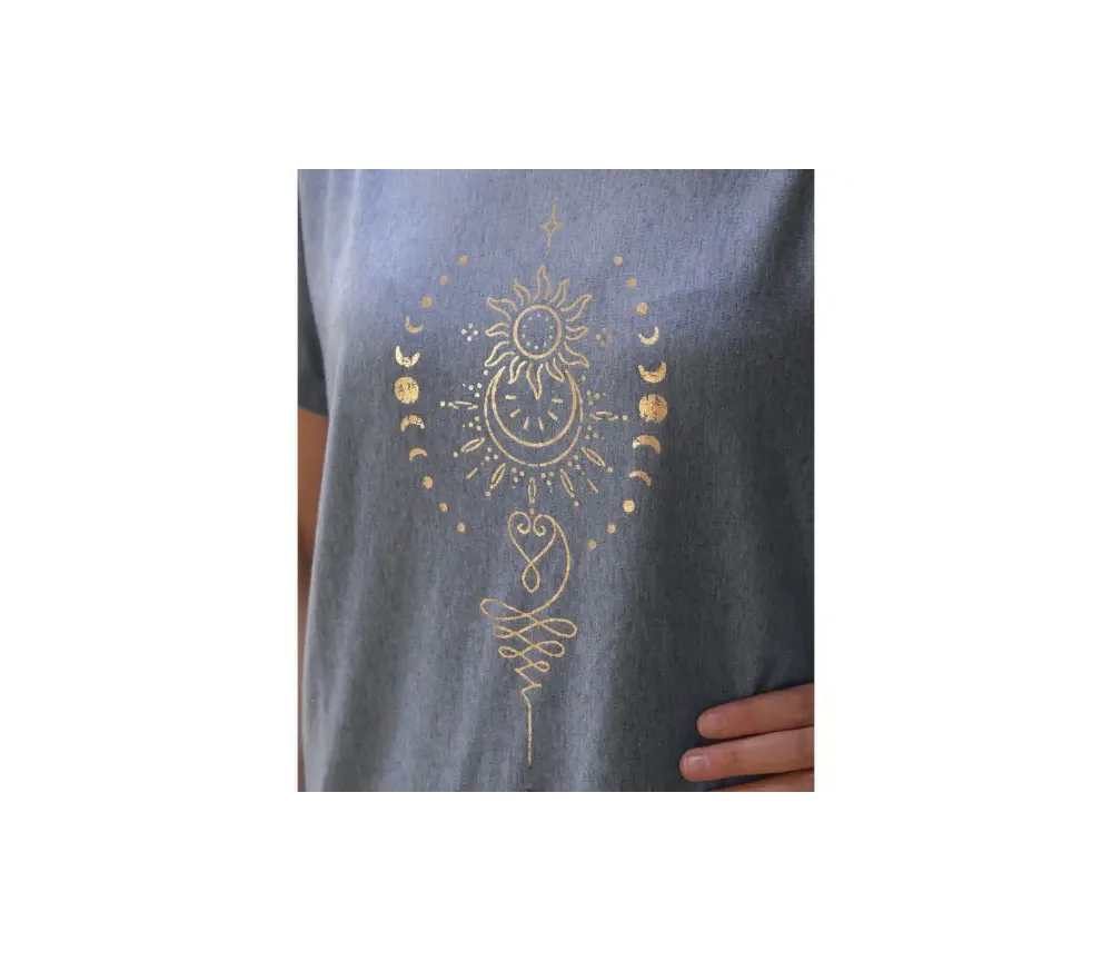 Spirit of OM - Shirt women - blue melange gold