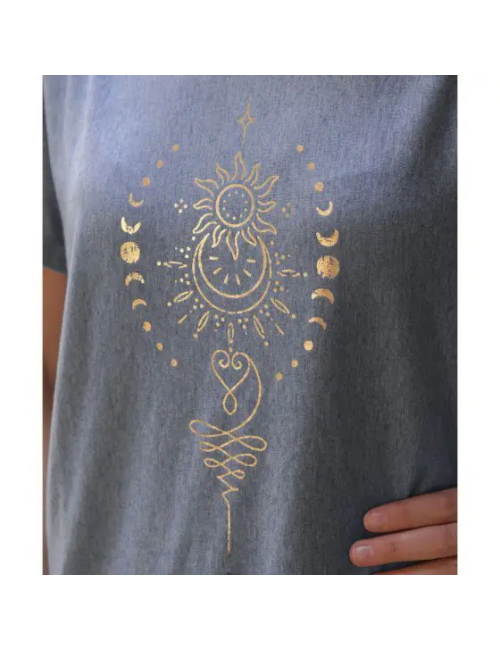 Spirit of OM - Shirt women - blue melange gold