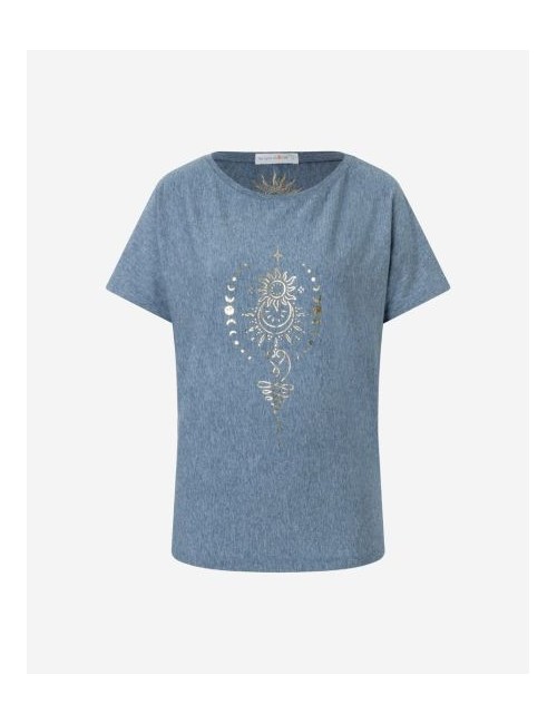 Spirit of OM - Shirt women - blue melange gold
