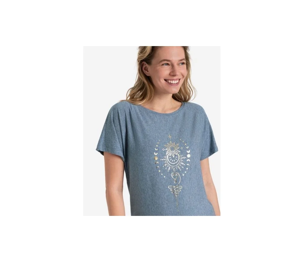 Spirit of OM - Shirt women - blue melange gold