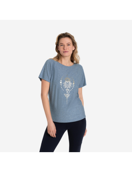 Spirit of OM - Shirt women - blue melange gold