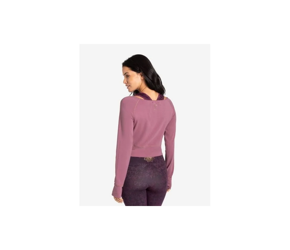 Spirit of OM - Longsleeve Crop Shirt Bambus - amethyst