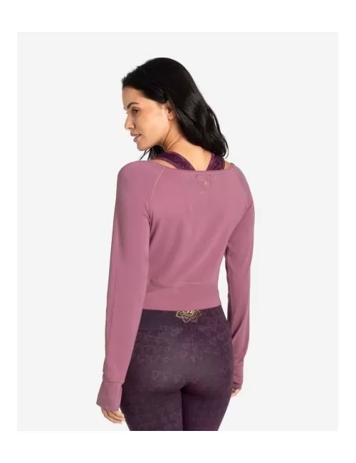Spirit of OM - Longsleeve Crop Shirt Bambus - amethyst