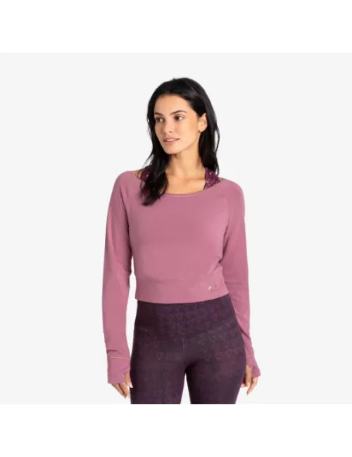 Spirit of OM - Longsleeve Crop Shirt Bambus - amethyst