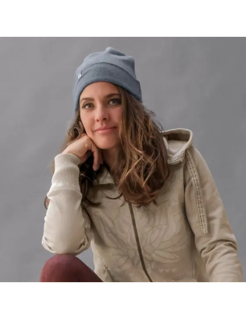 Spirit of OM - Beanie Mütze Bambus - blue-melange