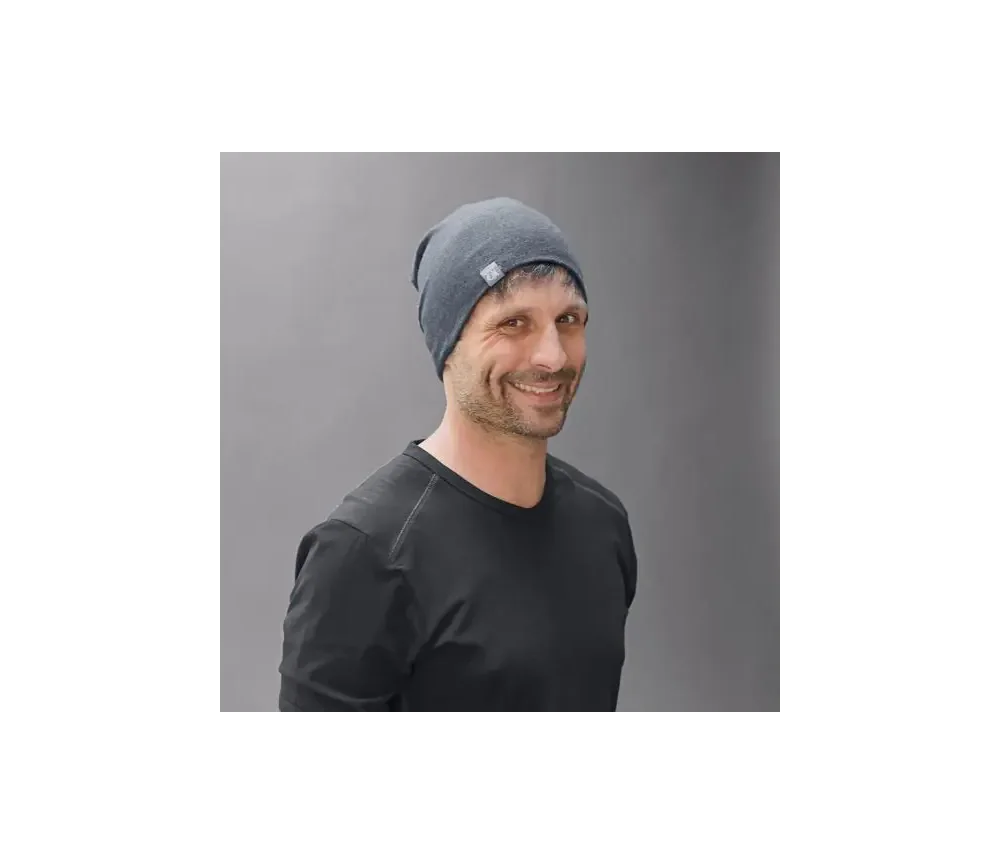 Spirit of OM - Beanie Mütze Bambus - blue-melange