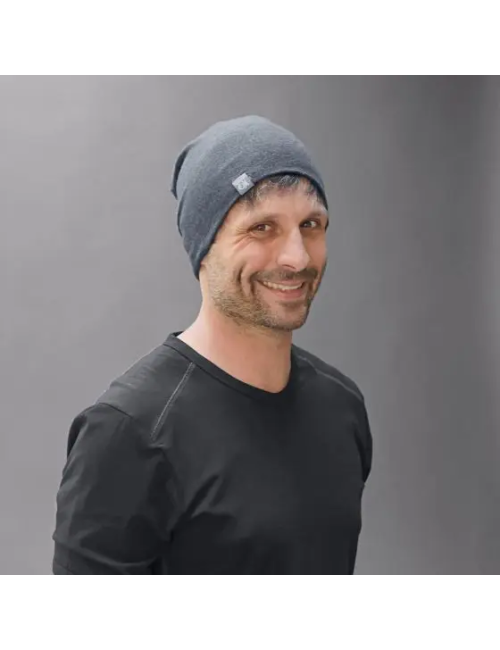 Spirit of OM - Beanie Mütze Bambus - blue-melange